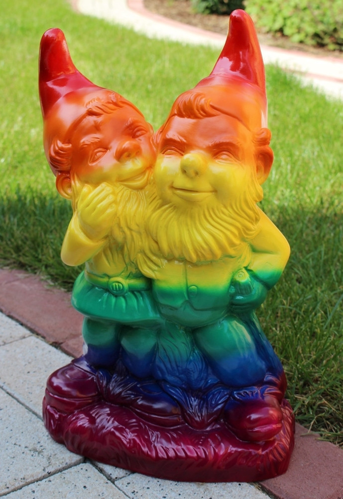 Gartenzwerg Gartenfigur Deko Zwerg Schwules Pärchen Paar Regenbogen Pride LGBTQ+ H 39 cm von OM