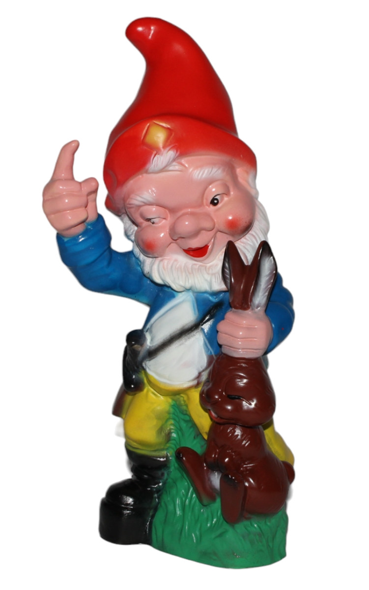 Gartenzwerg Wilddieb Figur Zwerg mit Hase H 29 cm Gartenfigur aus Kunststoff von OM