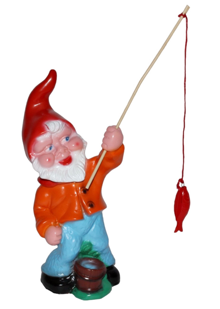 Gartenzwerg als Angler Figur Zwerg H 31 cm Gartenzwerg Gartendeko Gartenfigur aus Kunststoff von OM