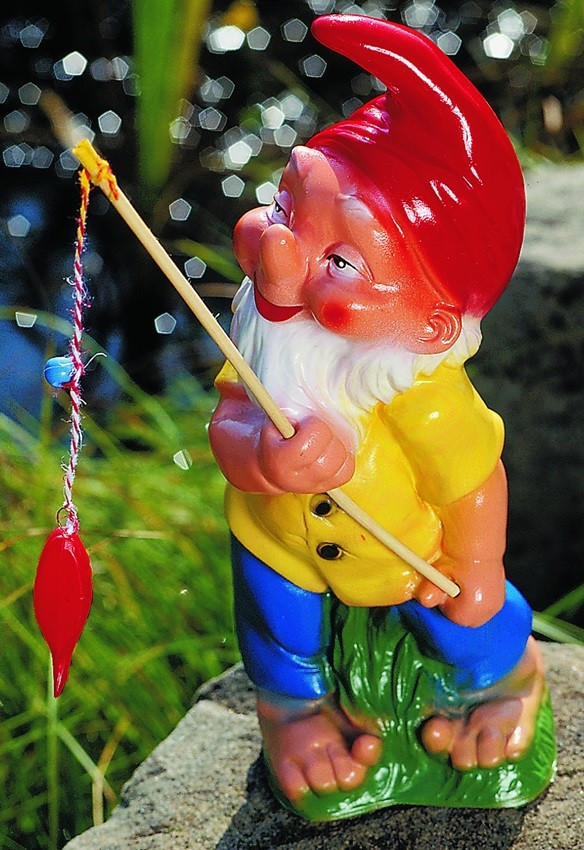 Gartenzwerg als Angler Figur Zwerg H 33 cm Gartenzwerg Gartenfigur aus Kunststoff von OM