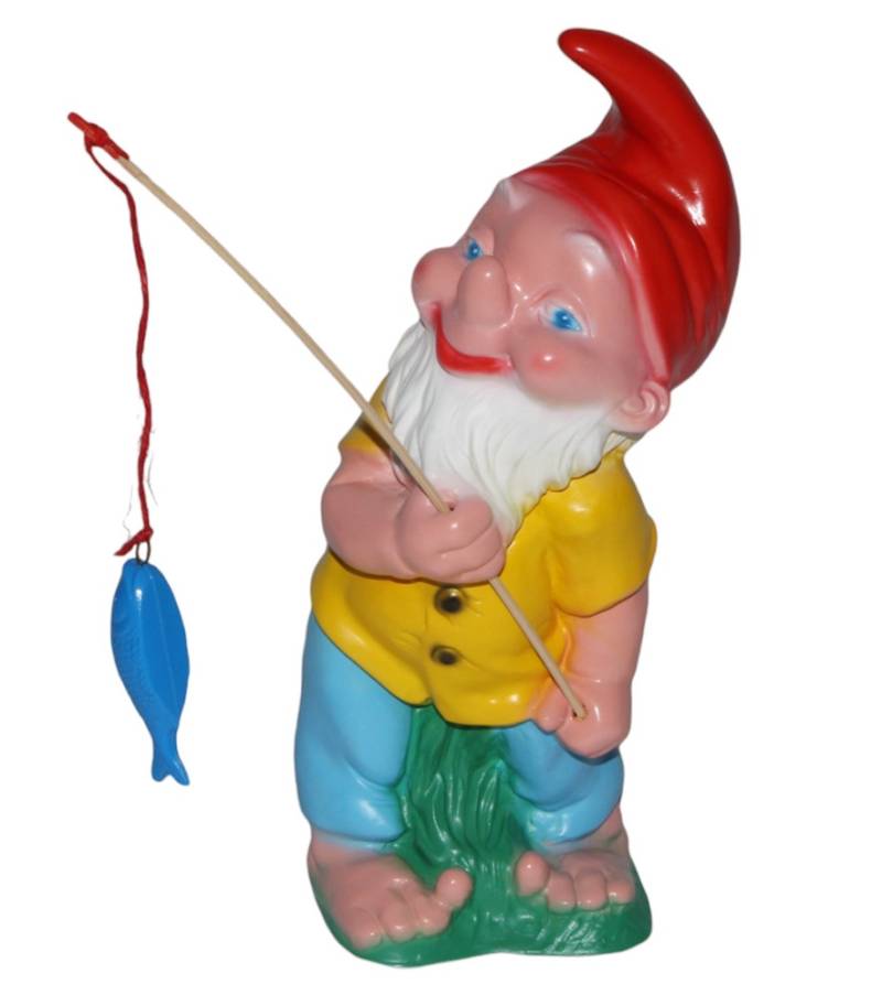 Gartenzwerg als Angler Figur Zwerg H 33 cm Gartenzwerg Gartenfigur aus Kunststoff von OM