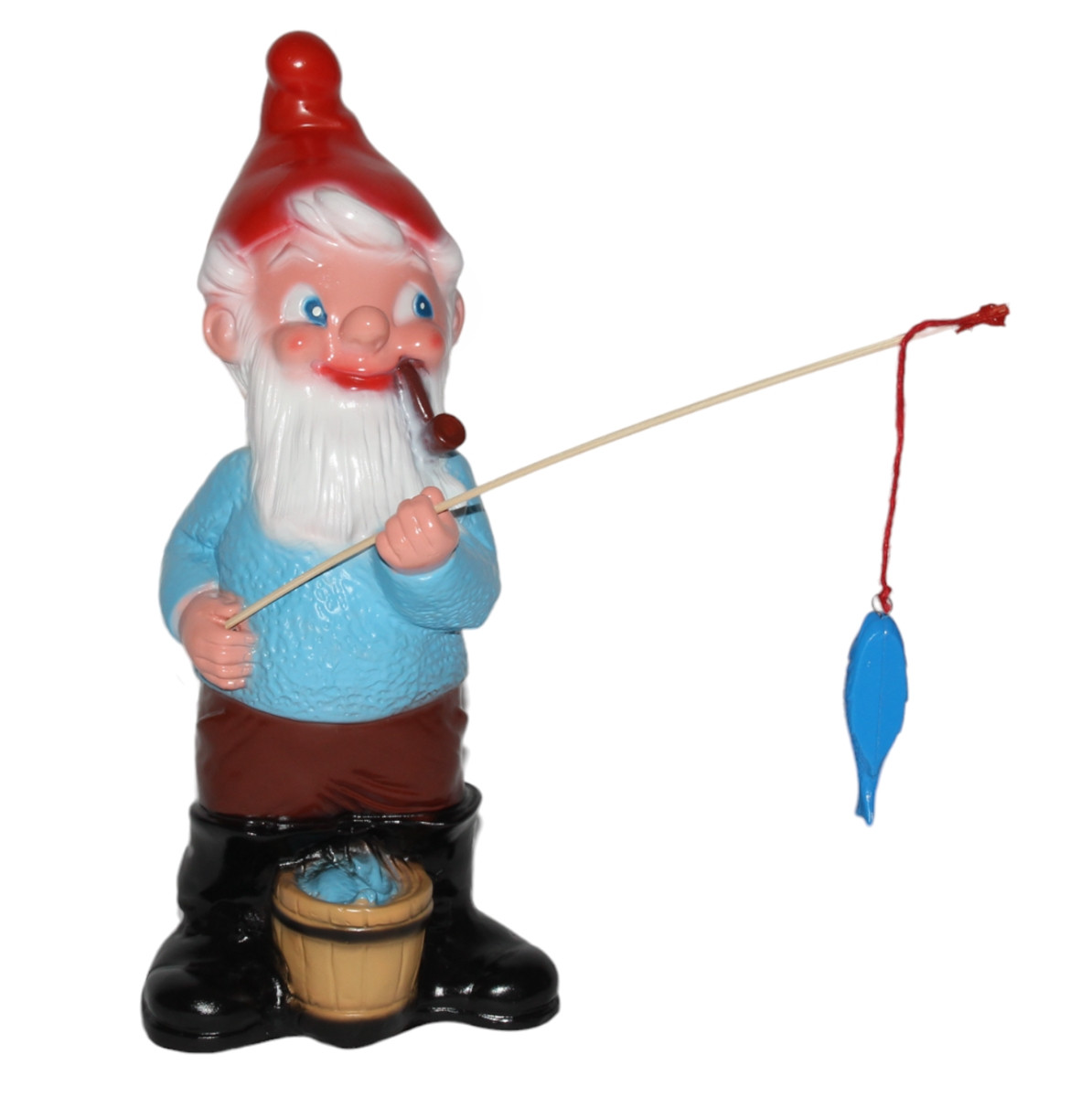 Gartenzwerg Figur Zwerg als Angler H 35 cm stehend Gartenzwerg Gartenfigur aus Kunststoff von OM