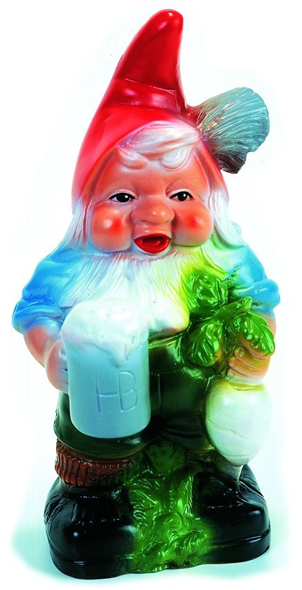 Gartenzwerg mit Bierkrug Figur Zwerg H 33 cm Gartenfigur aus Kunststoff von OM