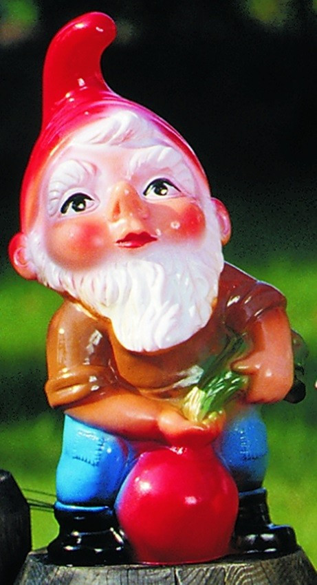 Gartenzwerg mit Rübe Figur Zwerg H 22 cm Gartenfigur aus Kunststoff von OM