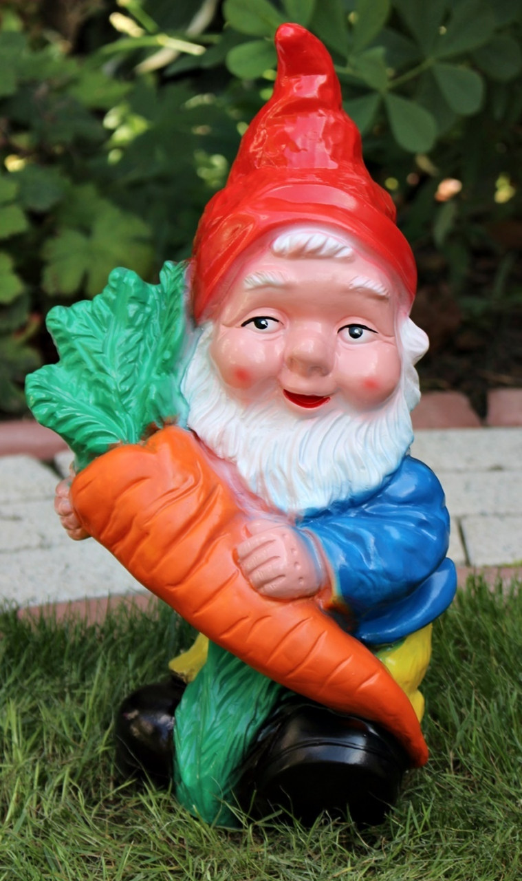 Gartenzwerg mit Rübe Figur Zwerg H 35 cm Gartenfigur Dekozwerg Dekofigur Gartenfigur aus Kunststoff von OM