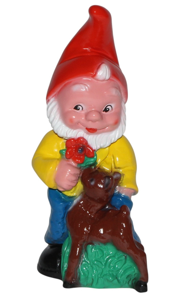 Gartenzwerg mit Reh Figur Zwerg H 27 cm aus Kunststoff von OM