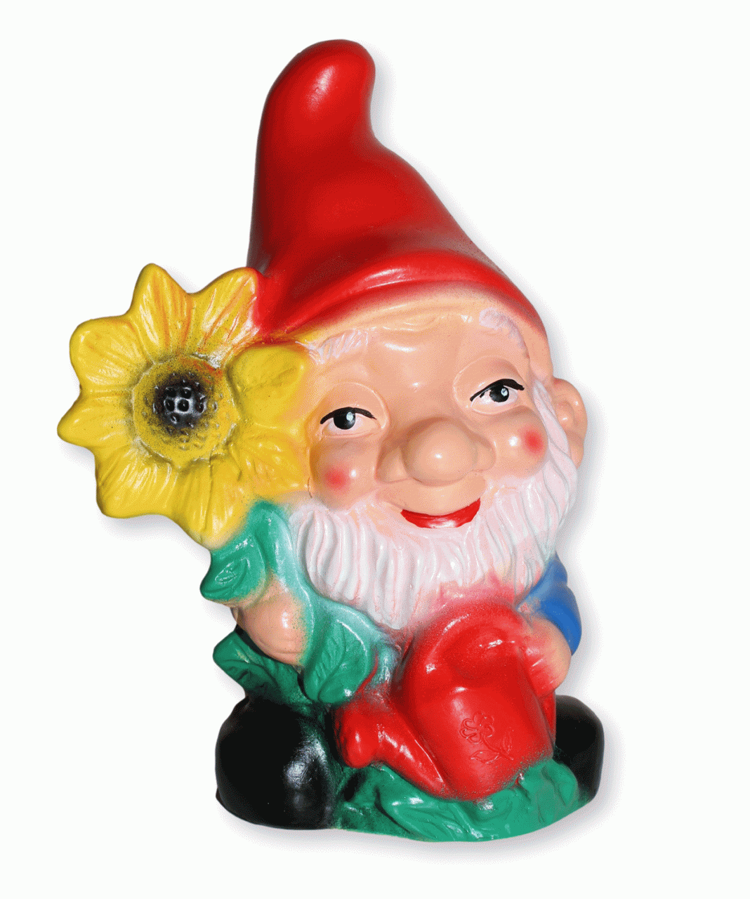 Gartenzwerg mit Sonnenblume Figur Zwerg H 17 cm Gartenfigur Dekofigur aus Kunststoff von OM