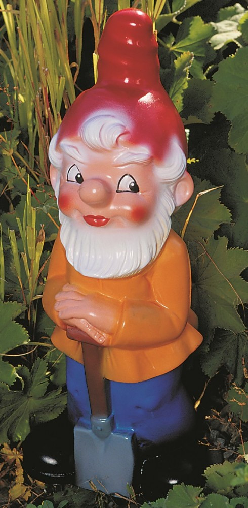 Gartenzwerg mit Spaten Figur Zwerg Gärtner H 40 cm Gartenfigur aus Kunststoff von OM