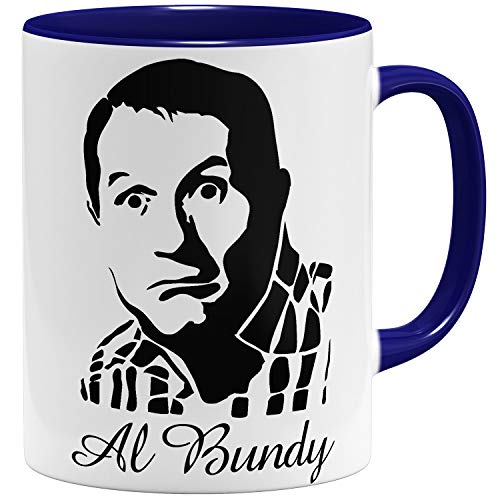 OM3® kultige Al Bundy Tasse mit Gesichtsausdruck | Keramik Becher | 11oz 325ml | Beidseitig Bedruckt | Dunkelblau von OM3