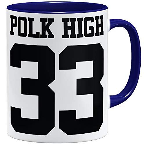 OM3® Al Bundy POLK-HIGH-33 Tasse | Keramik Becher | 11oz 325ml | Kult TV Serie High School American Football | Dunkelblau von OM3