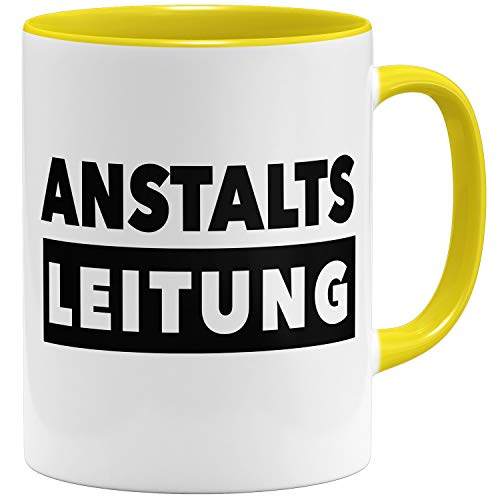 OM3® Anstaltsleitung Statement Tasse mit Spruch | Keramik Becher | 11oz 325ml | Beidseitig Bedruckt | #2 | Gelb von OM3