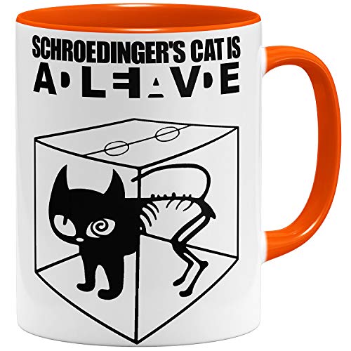 OM3® - Big Bang - Schroedingers Cat - Tasse | Keramik Becher | 11oz 325ml | Beidseitig Bedruckt | Orange von OM3