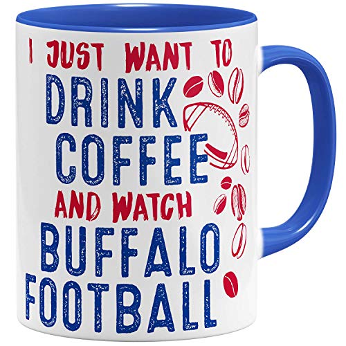 OM3® - Buffalo-Coffee - Tasse | Keramik Becher | American Football Mug | 11oz 325ml | Beidseitig Bedruckt | Royalblau von OM3