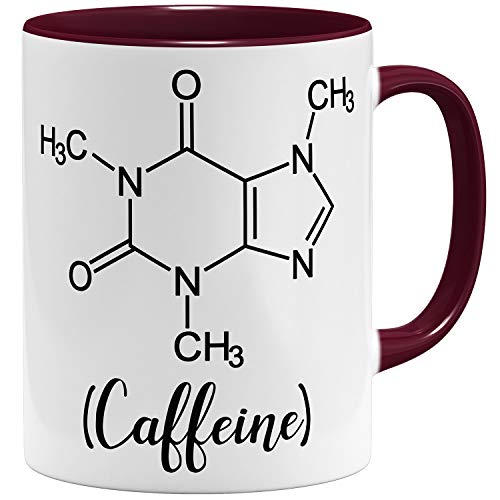 OM3® Caffeine Molecule Statement Tasse für Kaffeetrinker | Keramik Becher | 11oz 325ml | Beidseitig Bedruckt | Bordeaux von OM3