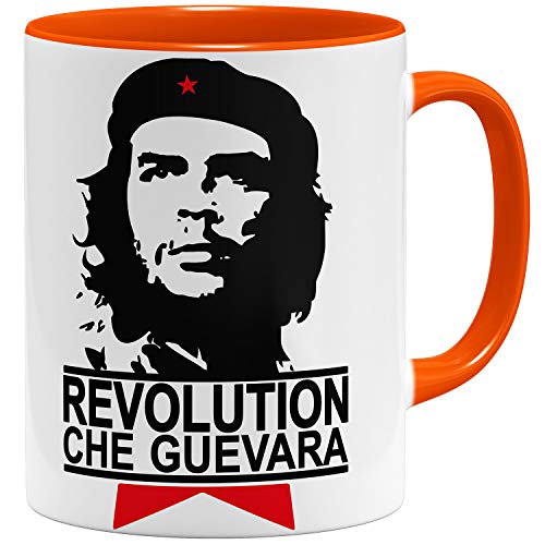 OM3® - Che Guevara - Tasse | Keramik Becher | 11oz 325ml | Beidseitig Bedruckt | Orange von OM3