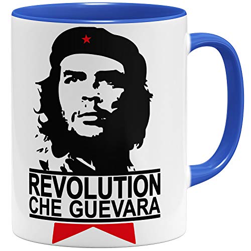 OM3® - Che Guevara - Tasse | Keramik Becher | 11oz 325ml | Beidseitig Bedruckt | Royalblau von OM3