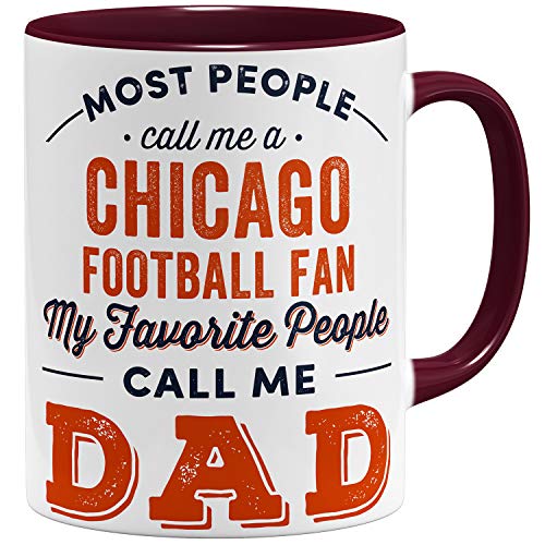 OM3® Chicago-Fan Tasse | Keramik Becher | American Football Mug | 11oz 325ml | Beidseitig Bedruckt | Bordeaux von OM3