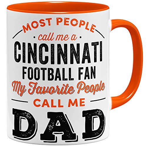 OM3® Cincinnati-Fan Tasse | Keramik Becher | American Football Mug | 11oz 325ml | Beidseitig Bedruckt | Orange von OM3