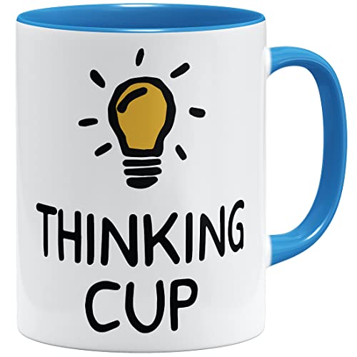 OM3® Creative Mug Tasse Thinking Cup Workflow Idee | Keramik Becher | 11oz 325ml | Beidseitig Bedruckt | Hellblau von OM3