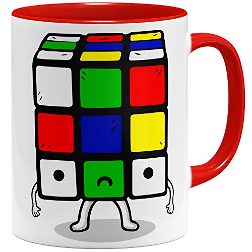 OM3® - Cube-Disaster - Tasse | Keramik Becher | 11oz 325ml | Beidseitig Bedruckt | Rot von OM3