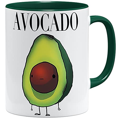 OM3® Cute Cartoon Avocado Tasse | Keramik Becher | 11oz 325ml | Beidseitig Bedruckt | Grün von OM3