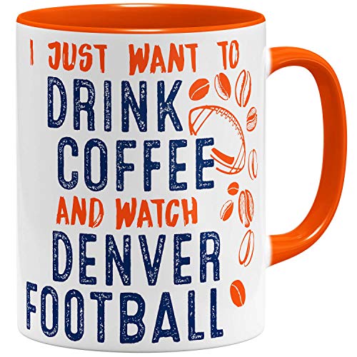 OM3® - Denver-Coffee - Tasse | Keramik Becher | American Football Mug | 11oz 325ml | Beidseitig Bedruckt | Orange von OM3