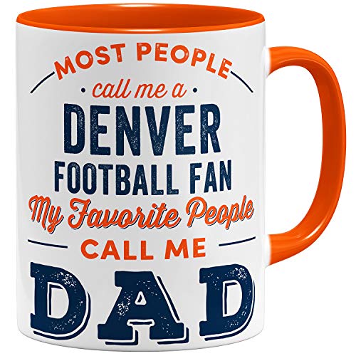 OM3® Denver-Fan Tasse | Keramik Becher | American Football Mug | 11oz 325ml | Beidseitig Bedruckt | Orange von OM3