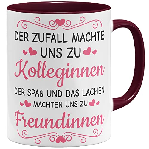 OM3® Der Zufall machte Uns zu Kolleginnen Freundinnen Tasse Geschenkidee Dankeschön Lieblingskollegin | Keramik Becher | 11oz 325ml | Beidseitig Bedruckt | Bordeaux von OM3