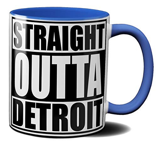 OM3® - Detroit - Tasse | Keramik Becher | USA American City Mug | 11oz 325ml | Beidseitig Bedruckt | Royalblau von OM3