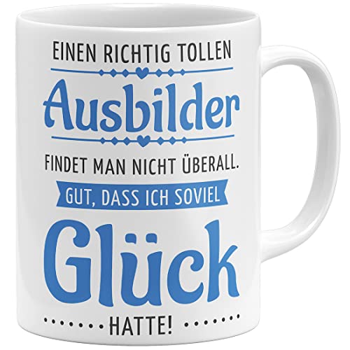 OM3® Einen richtig tollen Ausbilder - Dankeschön - Abschied Tasse mit Spruch Abschiedsgeschenk | Keramik Becher | 11oz 325ml | Beidseitig Bedruckt | Weiss von OM3