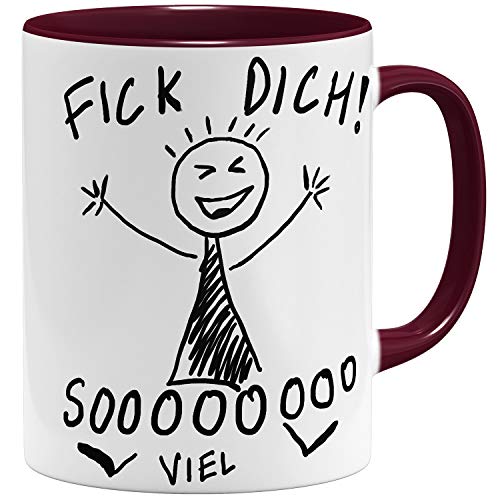 OM3® Fick Dich So Viel - Tasse Guten Morgen | Keramik Becher | 11oz 325ml | Beidseitig Bedruckt | Bordeaux von OM3