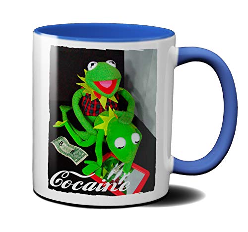 OM3® - Frogs-on-Dope - Tasse | Keramik Becher | 11oz 325ml | Beidseitig Bedruckt | Royalblau von OM3