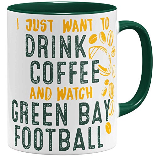OM3® - Green-Bay-Coffee - Tasse | Keramik Becher | American Football Mug | 11oz 325ml | Beidseitig Bedruckt | Grün von OM3