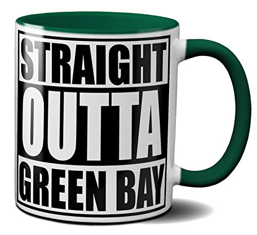OM3® - Green-Bay - Tasse | Keramik Becher | USA American City Mug | 11oz 325ml | Beidseitig Bedruckt | Grün von OM3