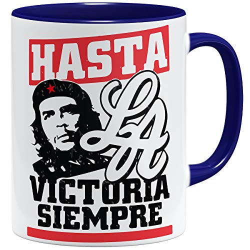 OM3® Hasta-LA-Victoria-Siempre Che Guevara Tasse | Keramik Becher | 11oz 325ml | Beidseitig Bedruckt | Dunkelblau von OM3