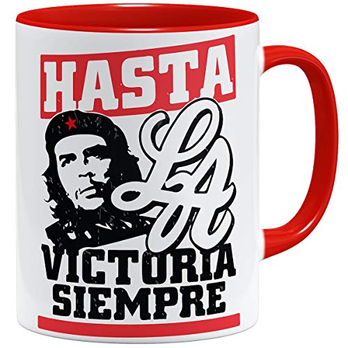 OM3® Hasta-LA-Victoria-Siempre Che Guevara Tasse | Keramik Becher | 11oz 325ml | Beidseitig Bedruckt | Rot von OM3