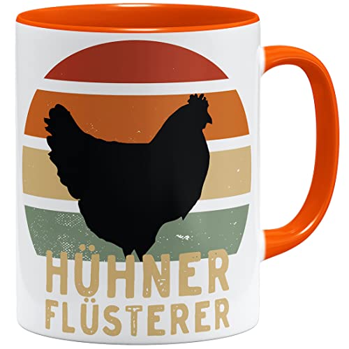 OM3® Hühnerflüsterer Tasse | Keramik Becher | 11oz 325ml | Beidseitig Bedruckt | Orange von OM3