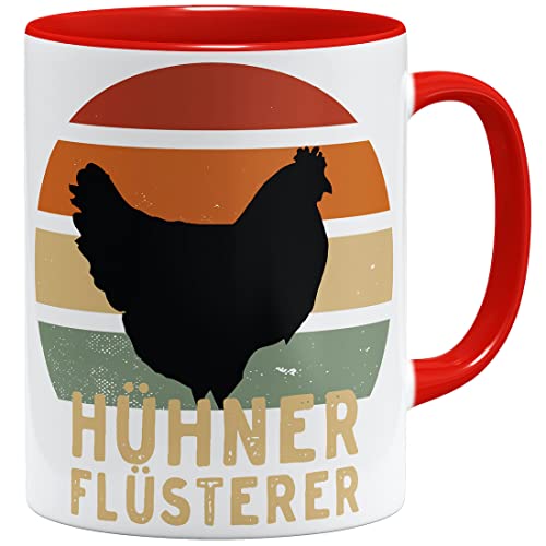 OM3® Hühnerflüsterer Tasse | Keramik Becher | 11oz 325ml | Beidseitig Bedruckt | Rot von OM3