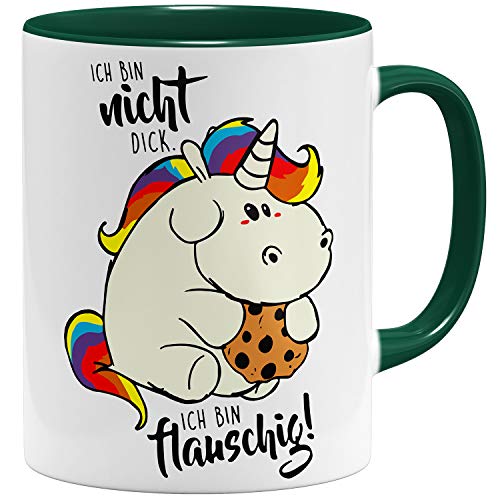 OM3® - Ich-bin-nicht-Dick - Tasse | Keramik Becher | 11oz 325ml | Beidseitig Bedruckt | Grün von OM3