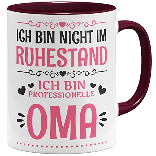 OM3® Ich bin nicht im Ruhestand ich Bin professionelle Oma Tasse Renteneintritt| Keramik Becher | 11oz 325ml | Beidseitig Bedruckt | Bordeaux von OM3