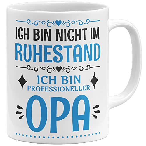 OM3® Ich bin nicht im Ruhestand ich bin professioneller Opa Tasse Renteneintritt| Keramik Becher | 11oz 325ml | Beidseitig Bedruckt | Weiss von OM3