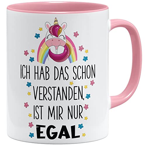 OM3® Ich hab das schon verstanden ist Mir nur egal Tasse mit Spruch | Keramik Becher | 11oz 325ml | Beidseitig Bedruckt | Rosa von OM3