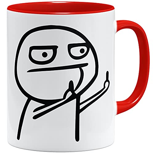 OM3® Internet Troll Flip Off Meme Tasse mit Spruch | Keramik Becher | 11oz 325ml | Beidseitig Bedruckt | Rot von OM3