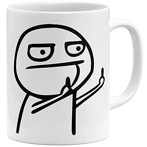 OM3® Internet Troll Flip Off Meme Tasse mit Spruch | Keramik Becher | 11oz 325ml | Beidseitig Bedruckt | Weiss von OM3