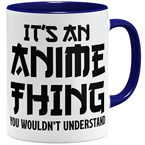 OM3® It's an Anime Thing Tasse Japan Manga Comic | Keramik Becher | 11oz 325ml | Beidseitig Bedruckt | Dunkelblau von OM3