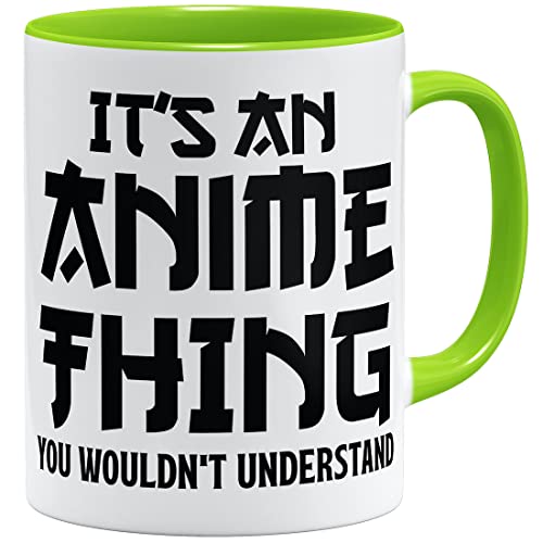 OM3® It's an Anime Thing Tasse Japan Manga Comic | Keramik Becher | 11oz 325ml | Beidseitig Bedruckt | Hellgrün von OM3