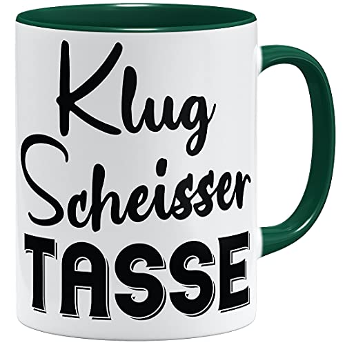 OM3® witzige Klugscheisser Tasse für alle Besserwisser | Keramik Becher | 11oz 325ml | Beidseitig Bedruckt | Grün von OM3
