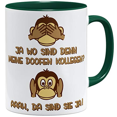 OM3® Lustige Arbeitskollegen Kollegen Tasse Geschenkidee Bürotasse | Keramik Becher | 11oz 325ml | Beidseitig Bedruckt | Grün von OM3