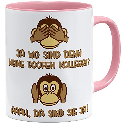 OM3® Lustige Arbeitskollegen Kollegen Tasse Geschenkidee Bürotasse | Keramik Becher | 11oz 325ml | Beidseitig Bedruckt | Rosa von OM3