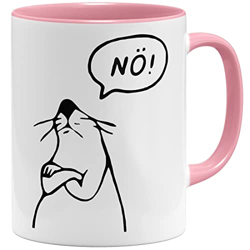 OM3® Lustige Tasse mit Spruch - Otter - Keine Lust - Dagegen! | Keramik Becher | 11oz 325ml | Beidseitig Bedruckt | Rosa von OM3